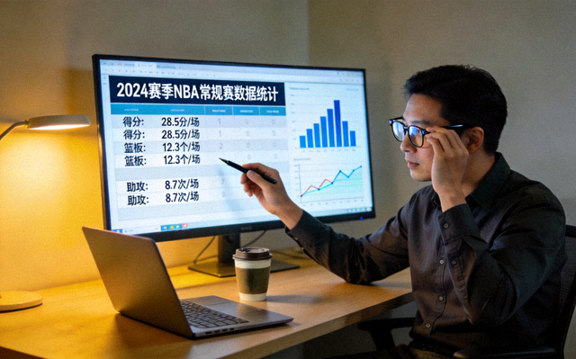 体育数据分析师查看比赛统计图表的工作场景